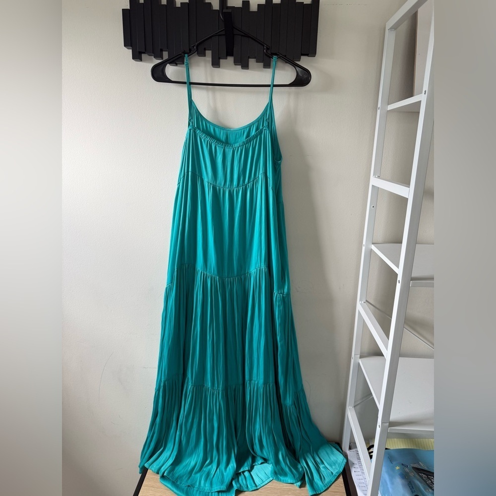 JOIE Women's Teal Spaghetti Strap Maxi Dress With Side Pockets Maxi Dress Sz M - Picture 3 of 13